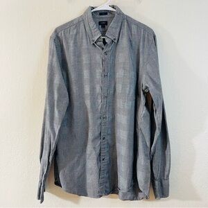 J. Crew Slim Fit Plaid Long Sleeve Button Down Shirt Large Black/White Pocket